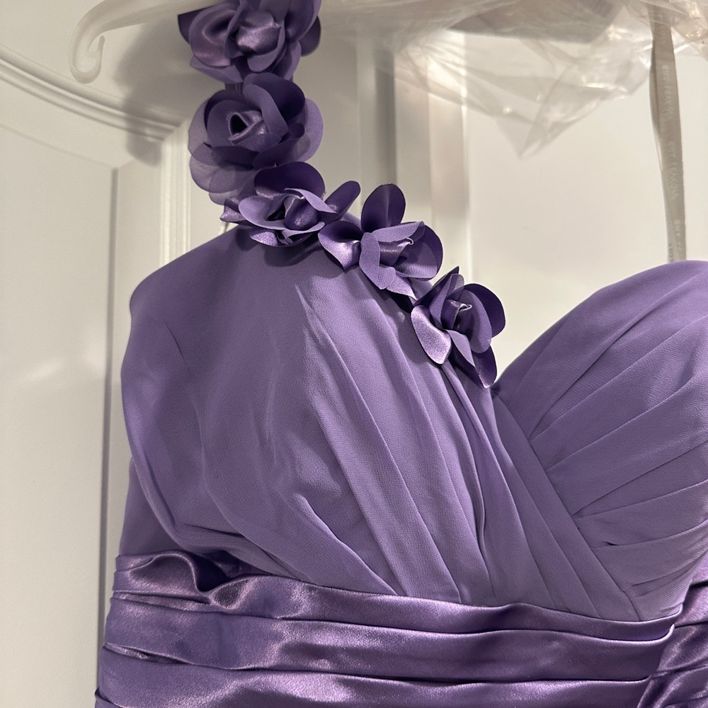 Elegant Purple Floral Strap Dress
